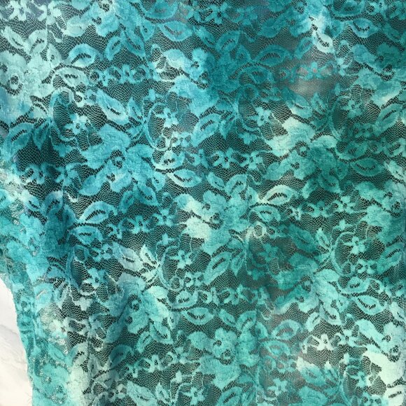 Rue 21 Fashion Lace Blouse Women's Size L Top Stylish Green Aqua Shirt Stretchy - Picture 12 of 14